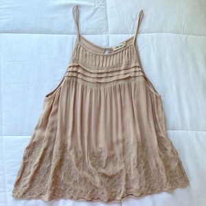 Dusty pink embroidered tank top